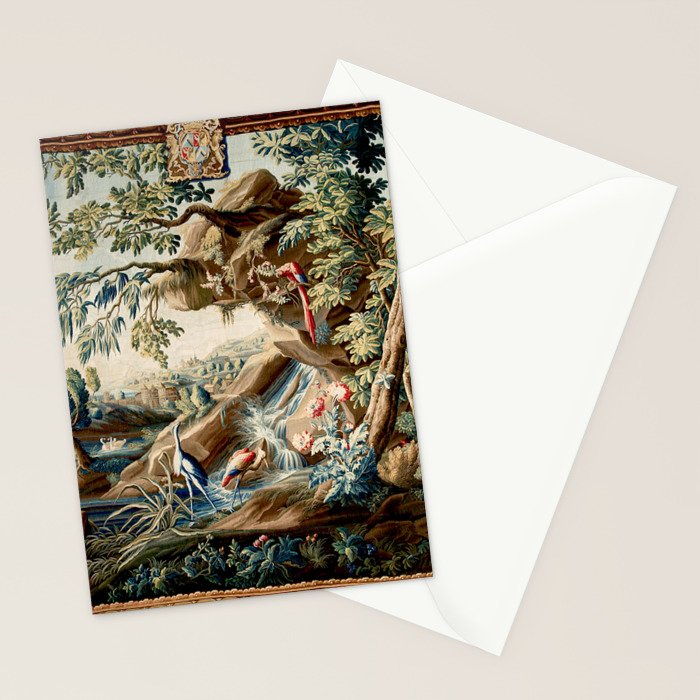 Antique French Verdure Magical Forest Landscape Tapestry Stationery Card Gallery Image 2