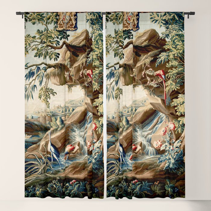 Antique French Verdure Magical Forest Landscape Tapestry Window Curtain Gallery Image 5