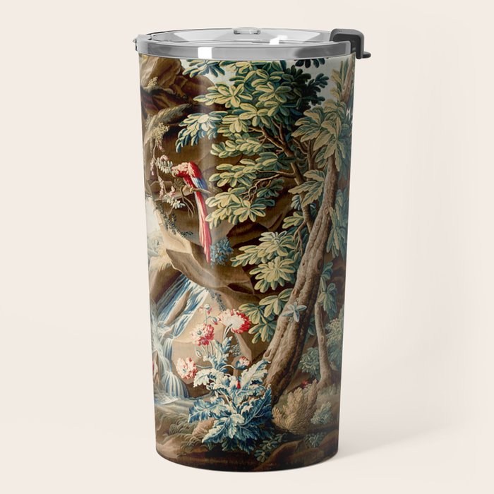 Antique French Verdure Magical Forest Landscape Tapestry Travel Mug Gallery Image 2