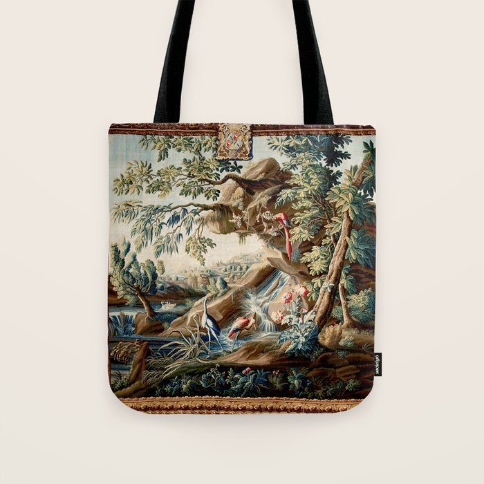 Antique French Verdure Magical Forest Landscape Tapestry Tote Bag Gallery Image 1