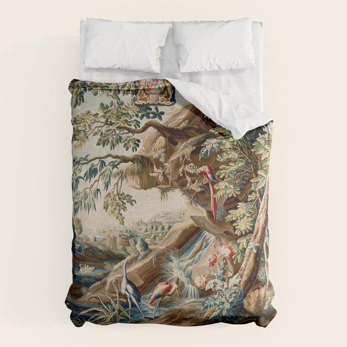 Antique French Verdure Magical Forest Landscape Tapestry Duvet Cover Gallery Image 6