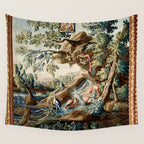 Antique French Verdure Magical Forest Landscape Tapestry Wall Tapestry Gallery Image 4