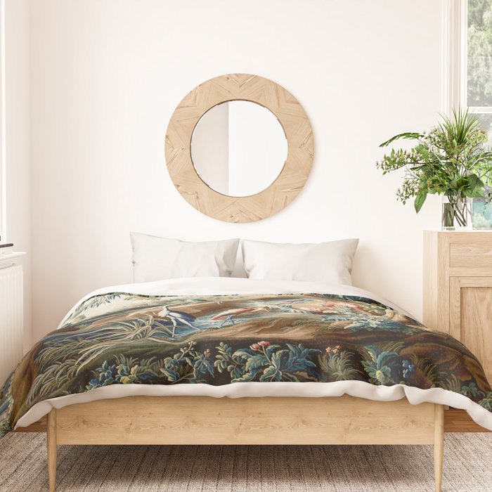 Antique French Verdure Magical Forest Landscape Tapestry Duvet Cover Gallery Image 3