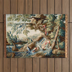 Antique French Verdure Magical Forest Landscape Tapestry Outdoor Rug Gallery Image 1