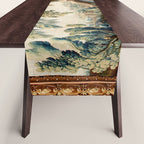 Antique French Verdure Magical Forest Landscape Tapestry Table Runner Gallery Image 1
