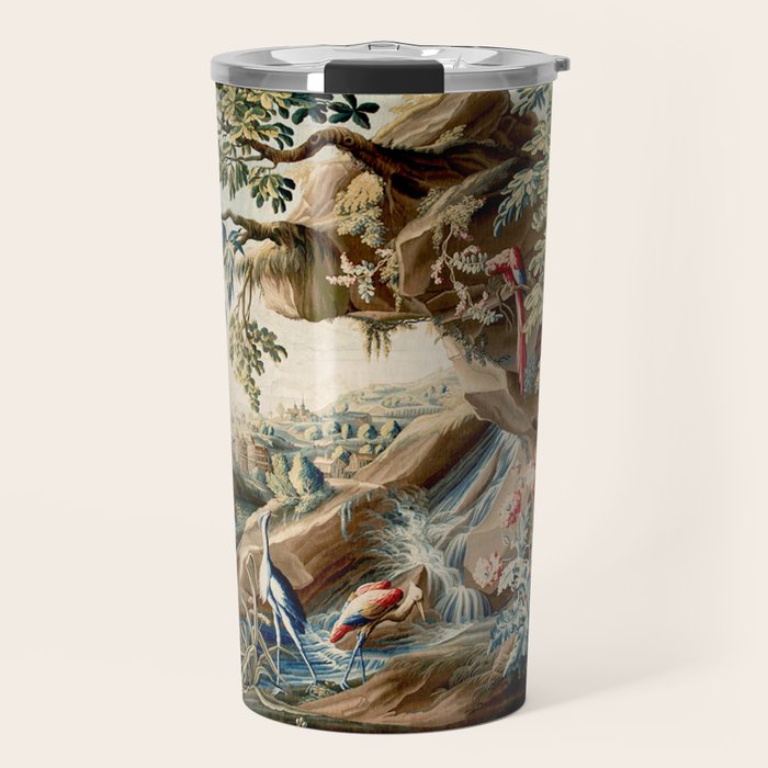 Antique French Verdure Magical Forest Landscape Tapestry Travel Mug Gallery Image 1