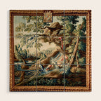 Antique French Verdure Magical Forest Landscape Tapestry Wood Wall Art Gallery Image 1