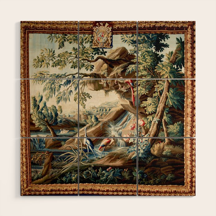 Antique French Verdure Magical Forest Landscape Tapestry Wood Wall Art Gallery Image 1