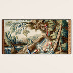 Antique French Verdure Magical Forest Landscape Tapestry Desk Mat Gallery Image 3