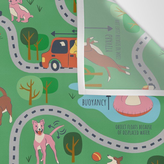 Fursics Cute Dog Park Physics Learning Pattern by Carrie Cantwell Educational STEM Playmat Design Wall Tapestry Gallery Image 3