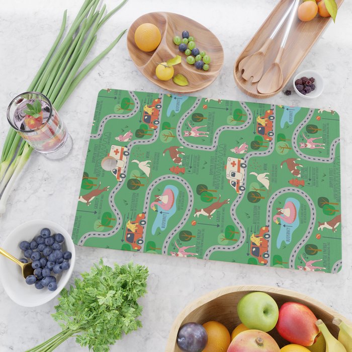 Fursics Cute Dog Park Physics Learning Pattern by Carrie Cantwell Educational STEM Playmat Design Cutting Board Gallery Image 2