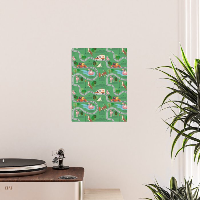 Fursics Cute Dog Park Physics Learning Pattern by Carrie Cantwell Educational STEM Playmat Design Poster Gallery Image 2