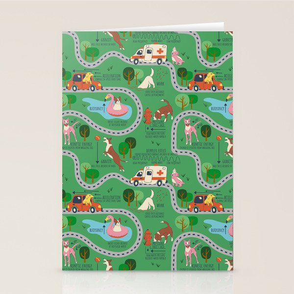 Fursics Cute Dog Park Physics Learning Pattern by Carrie Cantwell Educational STEM Playmat Design Stationery Card Gallery Image 2