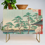 Spring Blossoms and Pond Ukiyo-e Japanese Art Credenza Gallery Image 1