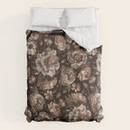 Opulent Floral Drama Moody Dark Brown Botanical Vibes Duvet Cover Gallery Image 6