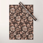 Opulent Floral Drama Moody Dark Brown Botanical Vibes Wrapping Paper Gallery Image 1