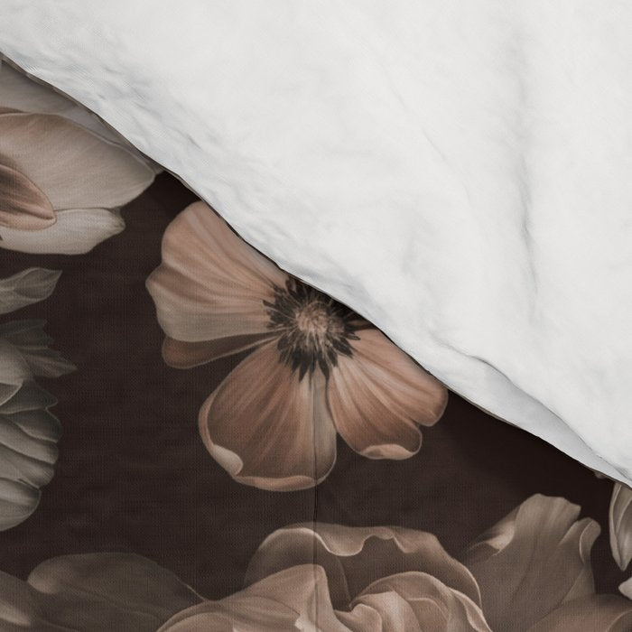 Opulent Floral Drama Moody Dark Brown Botanical Vibes Comforter Gallery Image 4