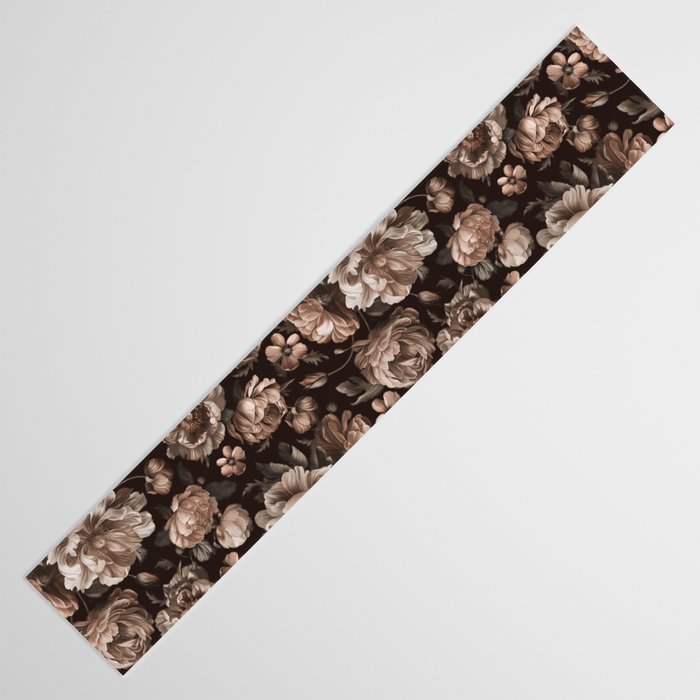 Opulent Floral Drama Moody Dark Brown Botanical Vibes Table Runner Gallery Image 3