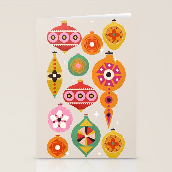 Christmas Tree Retro Ornaments Stationery Card Gallery Image 2