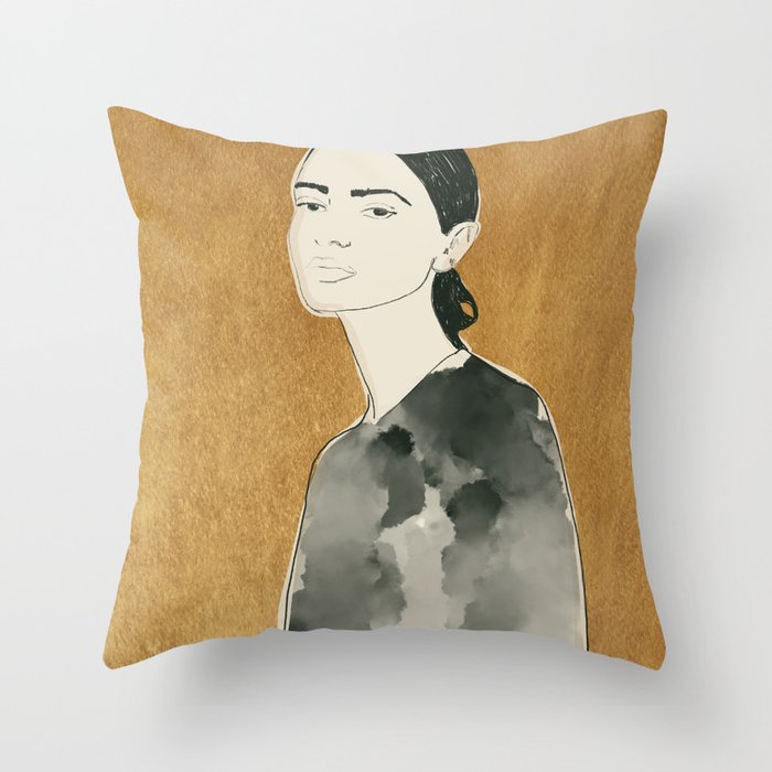 Girl Portrait 6 Throw Pillow Gallery Image 1