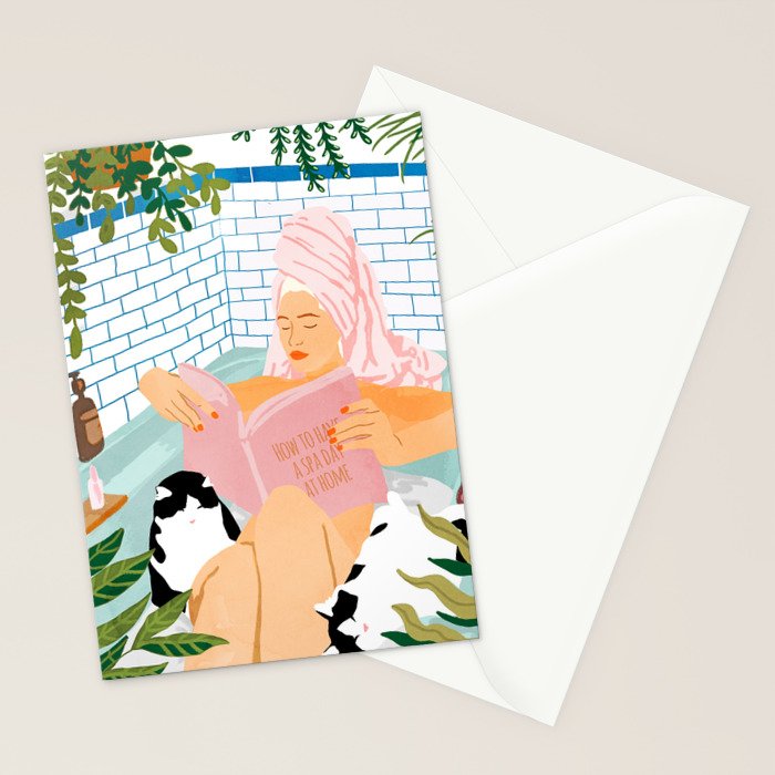 How To Have A Cat Spa Day At Home | Modern Bohemian Home Décor | Pet Bathroom Urban Jungle  Stationery Card Gallery Image 2