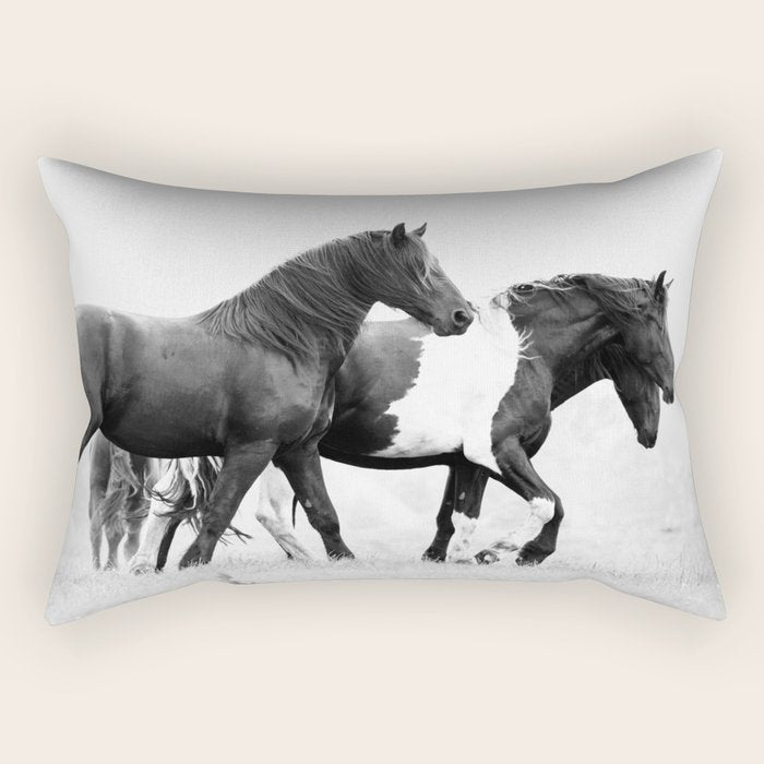 Free Rein - Black and White Photography Rectangular Pillow Gallery Image 1