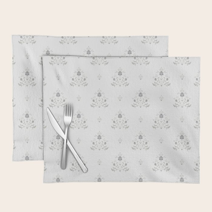 Cafe Vintage Block Print Floral - Blue Green Placemat Gallery Image 1
