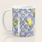 Mediterranean blue ceramic tiles, citrus fruit, lemons and oranges Coffee Mug Gallery Image 3