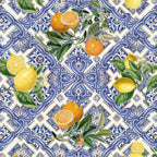 Mediterranean blue ceramic tiles, citrus fruit, lemons and oranges Coffee Mug Gallery Image 2