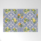 Mediterranean blue ceramic tiles, citrus fruit, lemons and oranges Welcome Mat Gallery Image 1