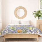 Mediterranean blue ceramic tiles, citrus fruit, lemons and oranges Duvet Cover Gallery Image 3