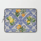 Mediterranean blue ceramic tiles, citrus fruit, lemons and oranges Laptop Sleeve Gallery Image 1