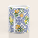 Mediterranean blue ceramic tiles, citrus fruit, lemons and oranges Coffee Mug Gallery Image 4
