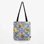 Mediterranean blue ceramic tiles, citrus fruit, lemons and oranges Tote Bag Gallery Image 2