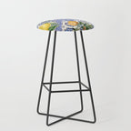 Mediterranean blue ceramic tiles, citrus fruit, lemons and oranges Stool Gallery Image 1