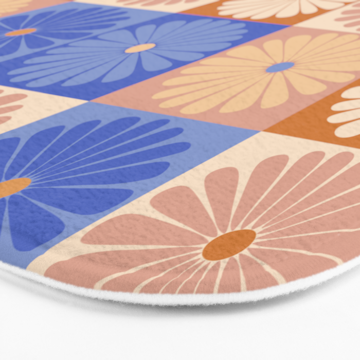 Retro Flowers Check Pattern XXII Bath Mat Gallery Image 3