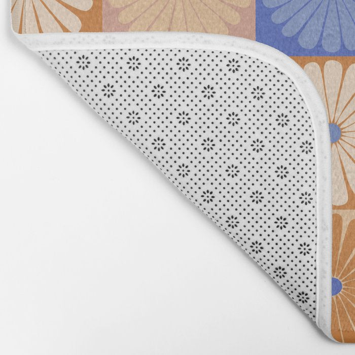 Retro Flowers Check Pattern XXII Bath Mat Gallery Image 2