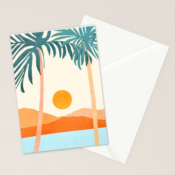 Palm Island Sunset Landscape Stationery Card Gallery Image 2