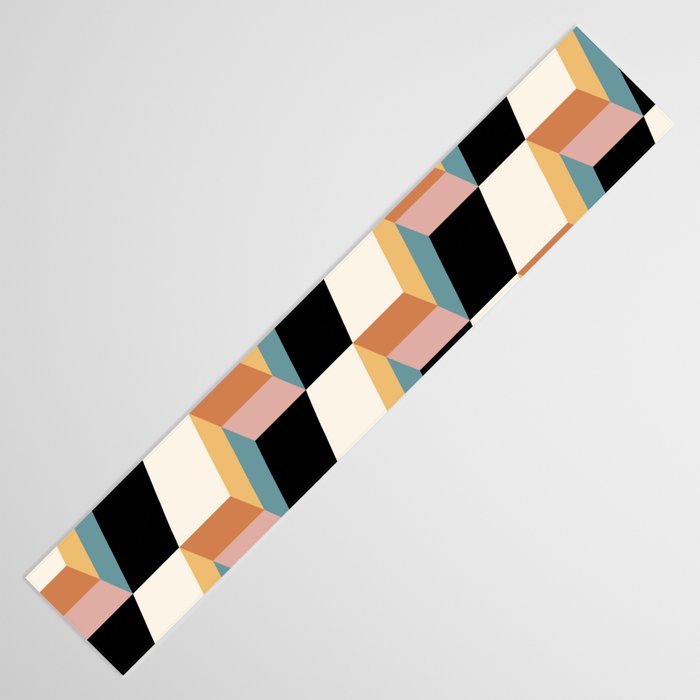 Cuboid Geometric Abstract Shapes Pattern XXXII Table Runner Gallery Image 3
