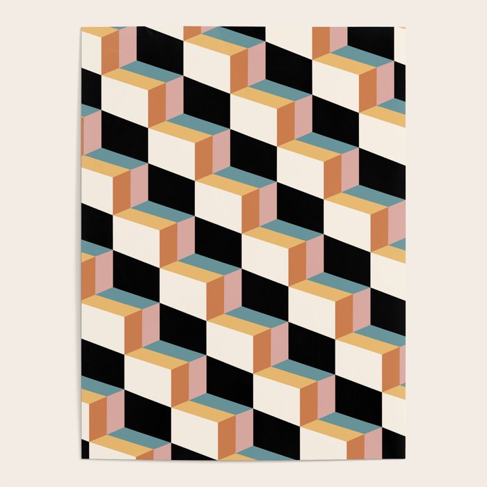 Cuboid Geometric Abstract Shapes Pattern XXXII Poster Gallery Image 1