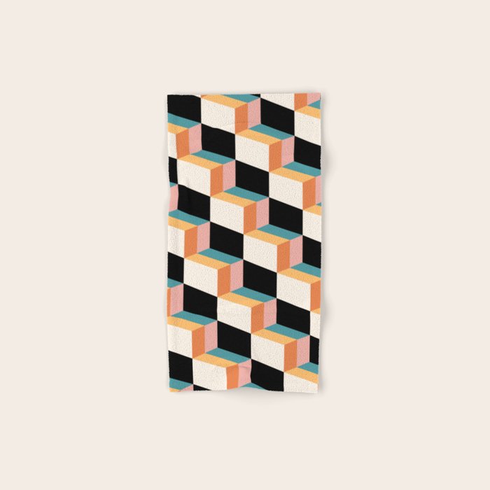 Cuboid Geometric Abstract Shapes Pattern XXXII Bath Towel Gallery Image 1