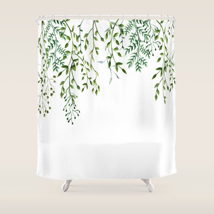 Watercolor Vines Shower Curtain Gallery Image 1