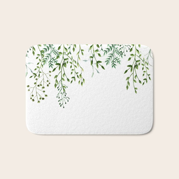 Watercolor Vines Bath Mat Gallery Image 1