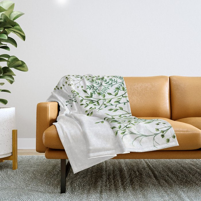 Watercolor Vines Throw Blanket Gallery Image 1