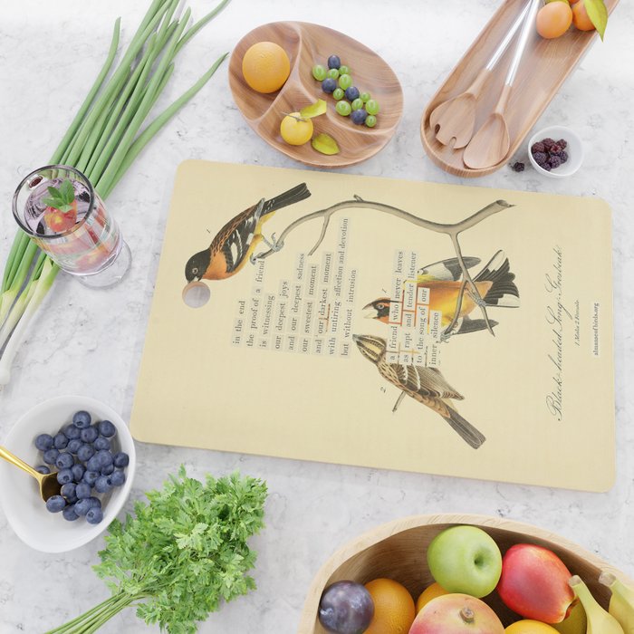 Bird Divinations: Black-headed Song-grosbeak (about: almanacofbirds.org)  Cutting Board Gallery Image 2