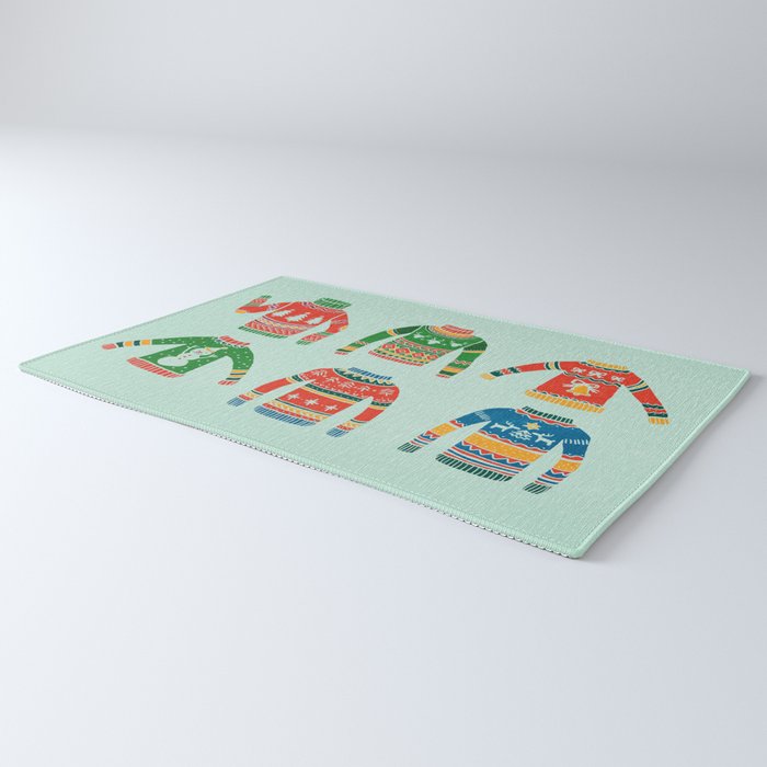 Vintage Ugly Christmas Sweaters: Mint Green Edition Rug Gallery Image 3