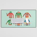 Vintage Ugly Christmas Sweaters: Mint Green Edition Desk Mat Gallery Image 1