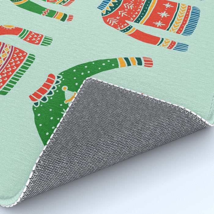 Vintage Ugly Christmas Sweaters: Mint Green Edition Rug Gallery Image 4