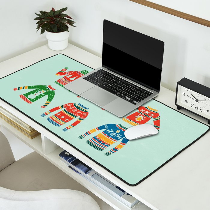 Vintage Ugly Christmas Sweaters: Mint Green Edition Desk Mat Gallery Image 2