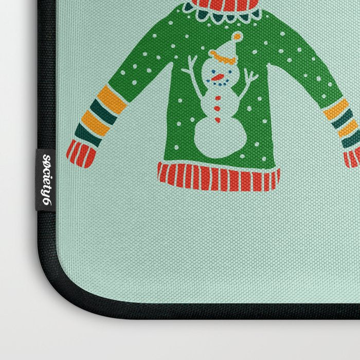 Vintage Ugly Christmas Sweaters: Mint Green Edition Laptop Sleeve Gallery Image 3